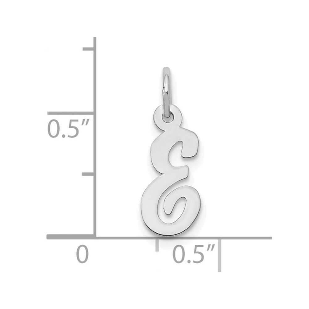 10k White Gold Small Script Initial E Charm - image 2